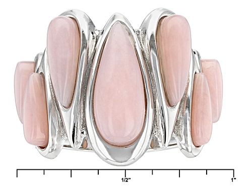 8x3mm-15x6mm Pear Shape Peruvian Pink Opal Cabochon Sterling Silver Ring - Size 6