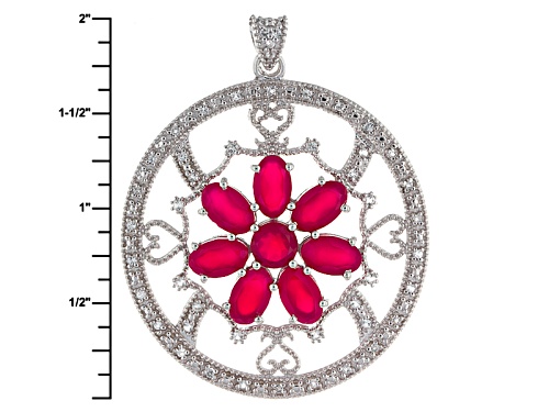 8x5mm Oval And 6mm Round Pink Onyx With .35ctw Round White Topaz Sterling Silver Pendant With Chain