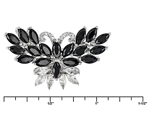 1.87ctw Marquise Black Spinel With .42ctw Marquise And Round White Zircon Silver Butterfly Ring - Size 5