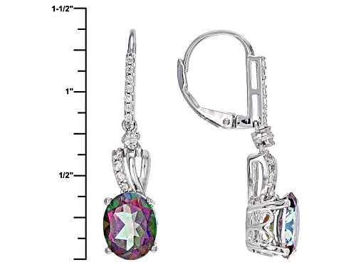 5.78ctw Oval Multicolor Topaz And .33ctw Round White Zircon Sterling Silver Dangle Earrings