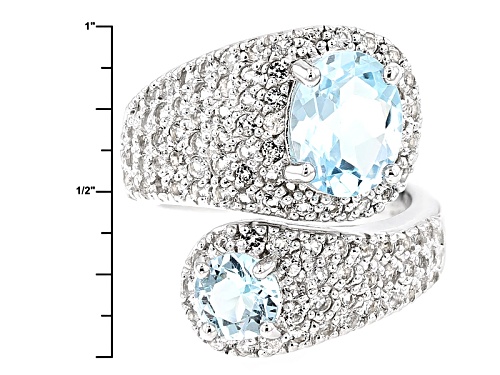 3.65ctw Oval And Round Glacier Topaz™ With 1.62ctw Round White Topaz Sterling Silver Bypass Ring - Size 7