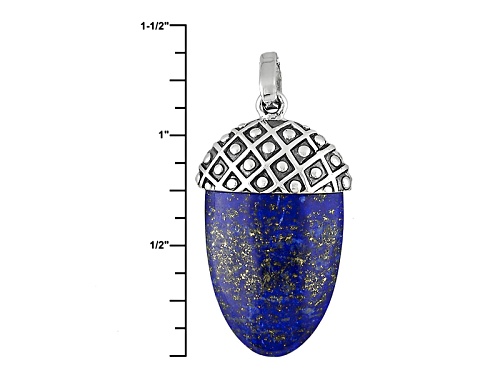 16x21mm Cabochon Pear Shape Lapis Lazuli Sterling Silver Acorn Pendant With Chain