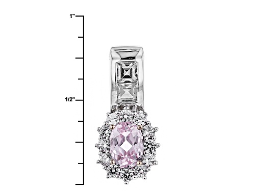 .80ct Oval Kunzite With 1.04ctw Round And Square White Zircon Sterling Silver Pendant With Chain