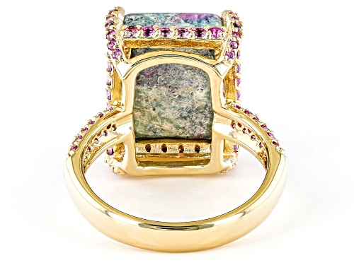 Rachel Roy Jewelry, Ruby Fuchsite and Lab Pink Sapphire 18k Yellow Gold Over Sterling Silver Ring - Size 7