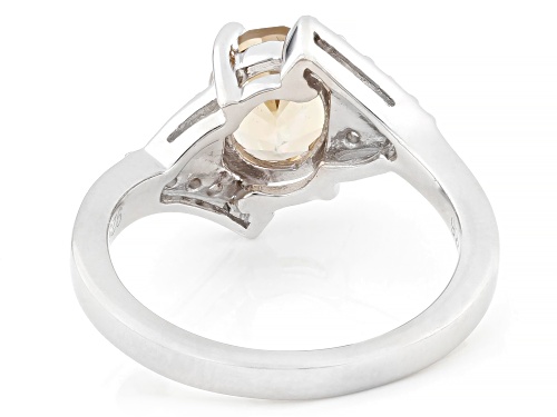 1.36ct Champagne Quartz with 0.17ctw White Zircon Rhodium Over Sterling Silver Ring - Size 9