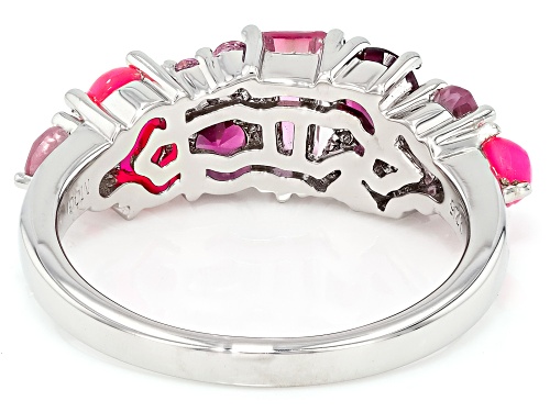 1.91ctw Multi-Gemstone Platinum Over Sterling Silver Ring - Size 7