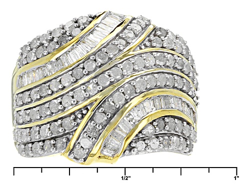 Engild™ 1.75ctw Round And Baguette White Diamond 14k Yellow Gold Over Sterling Silver Ring - Size 4