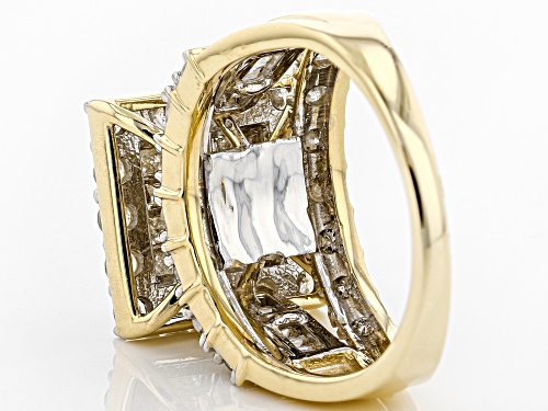 1.90ctw Round, Princess Cut And Baguette White Diamond 10k Yellow Gold Ring - Size 8