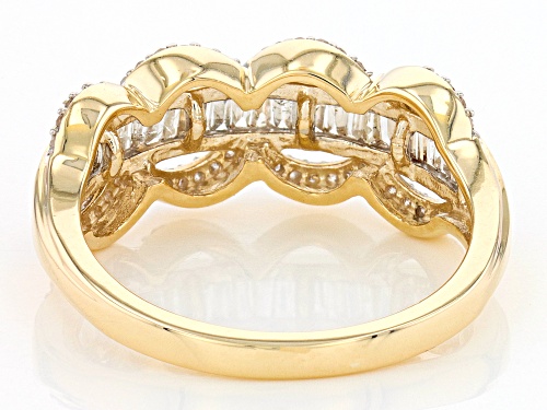 0.50ctw Baguette And Round White Diamond 10k Yellow Gold Band Ring - Size 6