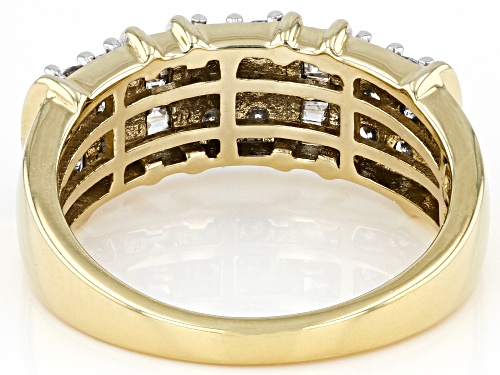Engild™ 1.00ctw Round And Baguette White Diamond 14k Yellow Gold Over Sterling Silver Band Ring - Size 9