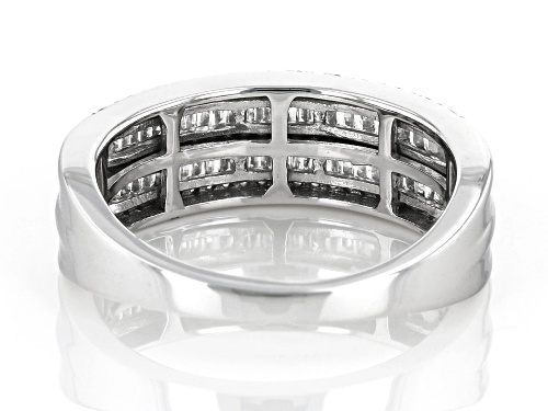 0.45ctw Baguette And Round White Diamond 10k White Gold Band Ring - Size 6