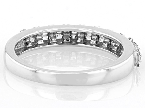 0.20ctw Round And Baguette White Diamond 10k White Gold Band Ring - Size 8
