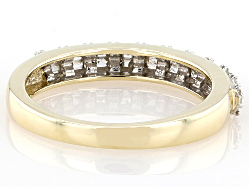 0.20ctw Round And Baguette White Diamond 10k Yellow Gold Band Ring - Size 5