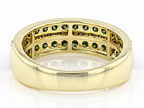 1.00ctw Round Green Diamond 10K Yellow Gold Band Ring - Size 7