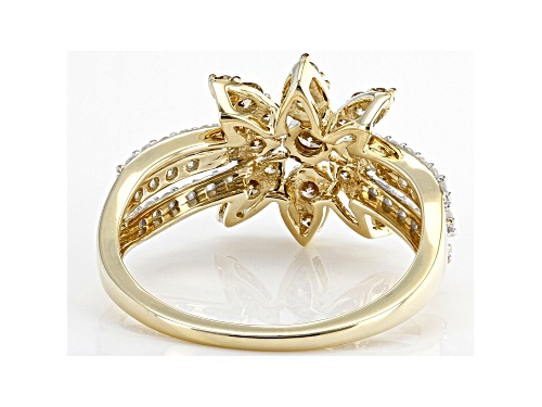 0.70ctw Round Champagne And White Diamond 10k Yellow Gold Cluster Ring - Size 9