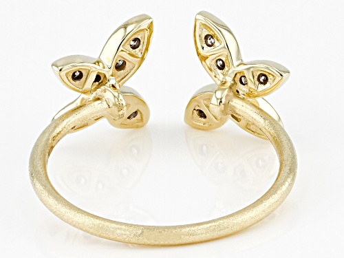 0.20ctw Round Diamond 10k Yellow Gold Butterfly Cuff Ring - Size 7