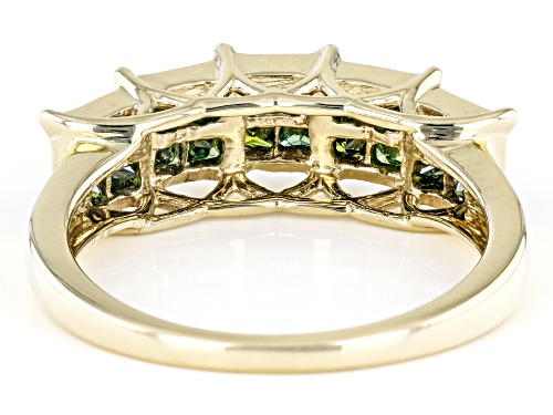 1.00ctw Princess Cut Green Diamond 10k Yellow Gold Band Ring - Size 6.5