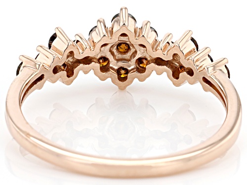 0.65ctw Round Red Diamond 10k Rose Gold Cluster Band Ring - Size 9