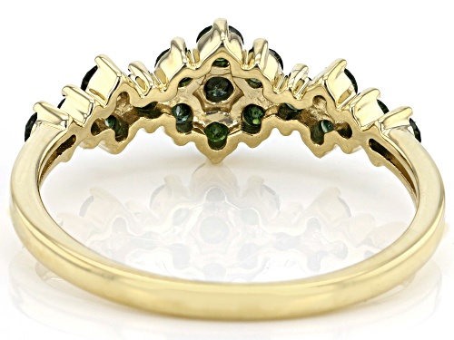0.65ctw Round Green Diamond 10k Yellow Gold Cluster Band Ring - Size 7
