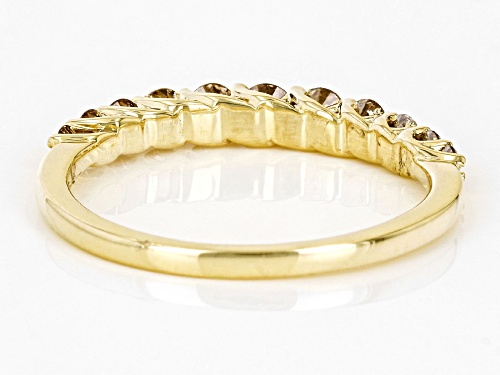 0.50ctw Round Champagne Diamond 10k Yellow Gold Band Ring - Size 7