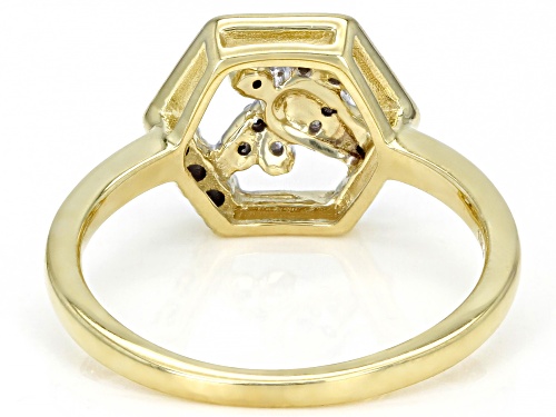 0.10ctw Round White Diamond 10k Yellow Gold Bee Ring - Size 7