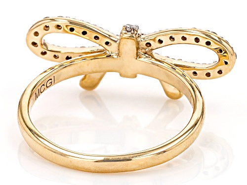 0.35ctw Round White Diamond 10k Yellow Gold Bow Ring - Size 6