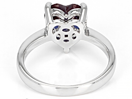 2.70ct Heart Shaped Lab Created Alexandrite Rhodium Over Sterling Silver Ring - Size 9