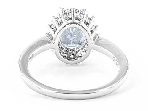 1.25ctw Blue Petalite With 0.27ctw White Zircon Rhodium Over Sterling Silver Halo Ring - Size 8