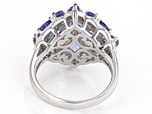 2.75ctw Tanzanite With 0.26ctw White Zircon Rhodium Over Sterling Silver Ring - Size 8