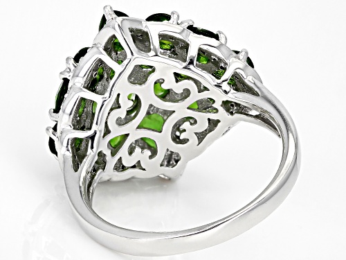 2.61ctw Chrome Diopside And 0.26ctw White Zircon Rhodium Over Sterling Silver Ring - Size 9