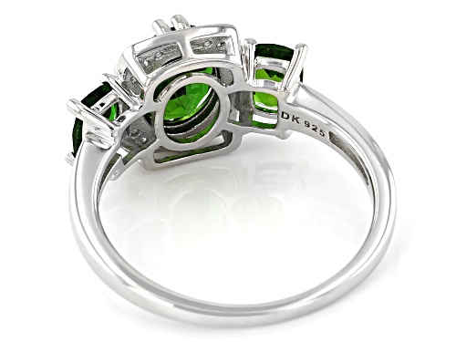 2.57ctw Chrome Diopside With 0.10ctw White Zircon Rhodium Over Sterling Silver Ring - Size 8