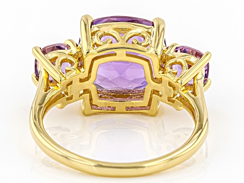4.34ctw Square Cushion Amethyst 18k Yellow Gold Over Sterling Silver Ring - Size 7