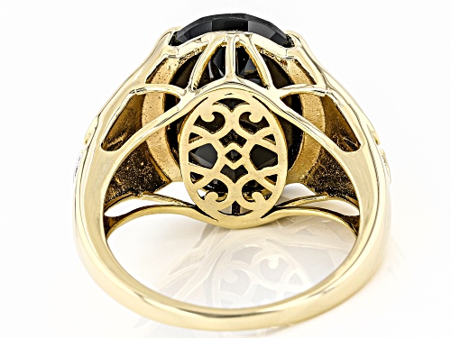 10.20ct Oval Spinel With 0.01ctw White Diamond Accent 18K Yellow Gold Over Silver Angel Wing Ring - Size 6
