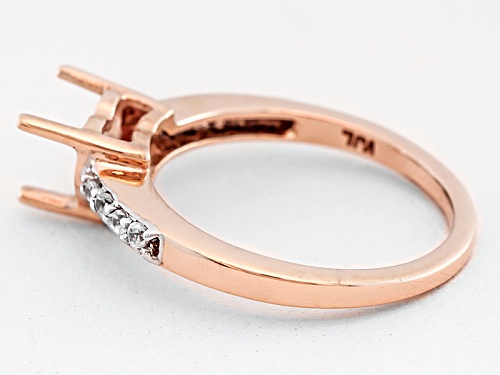 10kt Rose Gold 6mm Heart Shape Semi Mount With Round White Zircon Accents