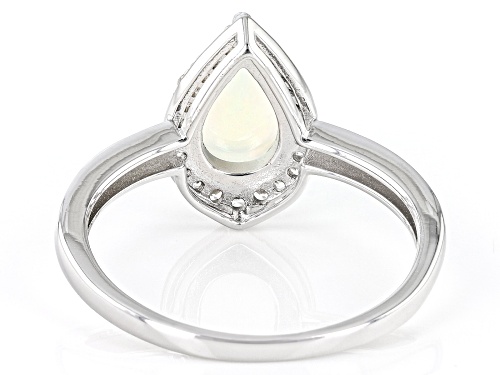 0.51ctw Ethiopian Opal And 0.12ctw White Zircon Rhodium Over Sterling Silver Ring - Size 8