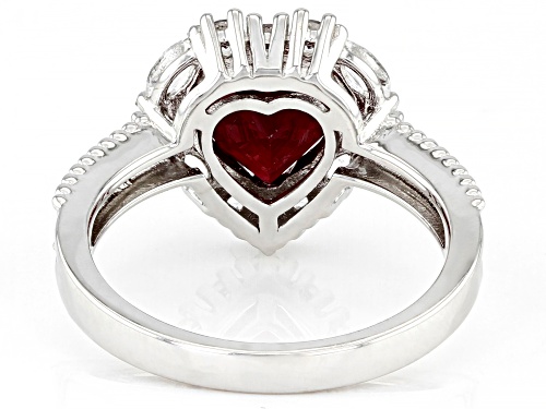 2.55ct Mahaleo® Ruby And 0.58ctw White Topaz Rhodium Over Sterling Silver Heart Ring - Size 10
