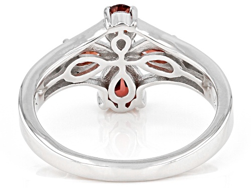 1.13ctw Vermelho Garnet™ Rhodium Over Sterling Silver Cross Ring - Size 7
