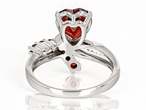 2.33ctw Vermelho Garnet™ Rhodium Over Sterling Silver Heart Bypass Ring - Size 9