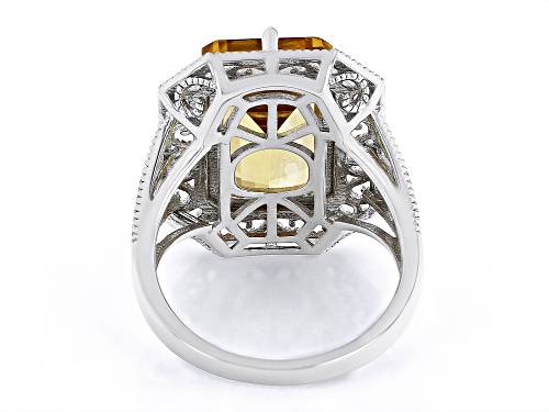8.25ct Brazilian Citrine Rhodium Over Sterling Silver Ring - Size 6