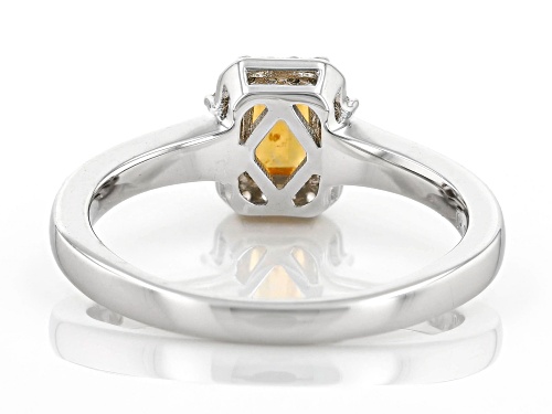 0.64ct Spessartite with 0.13ctw Yellow Diamond and White Zircon Rhodium Over Sterling Silver Ring - Size 9