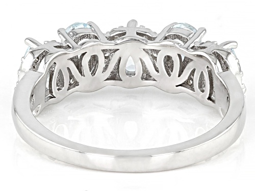 0.85ct Aquamarine And 0.13ctw White Zircon Rhodium Over Sterling Silver Band Ring - Size 8