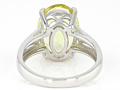 4.51ct Green Gold Quartz Rhodium Over Sterling Silver Solitaire Ring - Size 6
