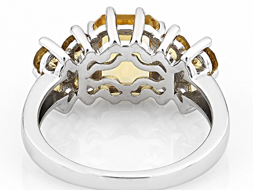 3.12ctw Golden Citrine Rhodium Over Sterling Silver Ring - Size 10