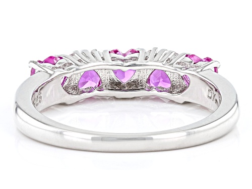 1.40ctw Lab Created Pink Sapphire And 0.03ctw White Zircon Rhodium Over Sterling Silver Ring - Size 7