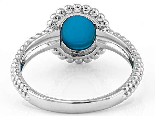 9x7mm Sleeping Beauty Turquoise Rhodium Over Sterling Silver Ring - Size 7
