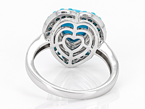 8mm Heart Shape Blue Sleeping Beauty Turquoise Rhodium Over Sterling Silver Ring - Size 8