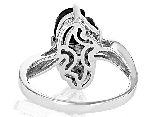 1.80ctw Heart Shaped Black Spinel with Black Rhodium Over Sterling Silver Heart Ring - Size 8
