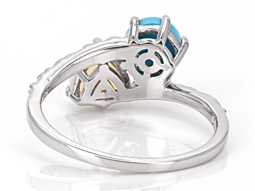 Ethiopian Opal with Sleeping Beauty Turquoise Rhodium Over Sterling Silver Ring - Size 9