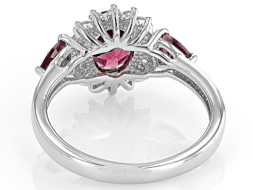2.46ctw Raspberry Rhodolite with White Zircon Rhodium Over Sterling Silver Ring - Size 9