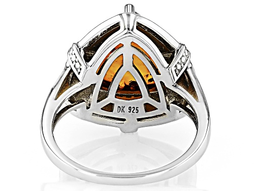 1.70ct Trillion Amber Rhodium Over Sterling Silver Ring - Size 7